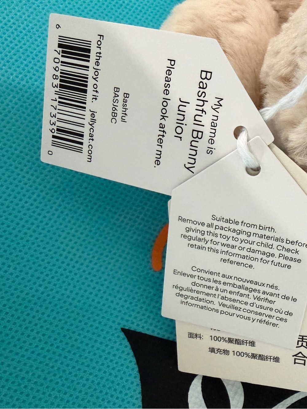 Jellycat Bashful Bunny Junior Soft Toy China-only edition - Picture 10 of 10